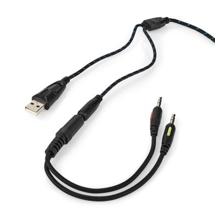 LED-pelikuulokkeet mikrofonilla musta/sininen