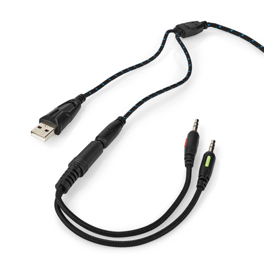 LED-pelikuulokkeet mikrofonilla musta/sininen