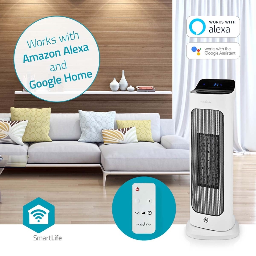 Tuuletin keraaminen lämmitin Smartlife 1400/2000W/230V Wi-Fi Tuya + kauko-ohjaus