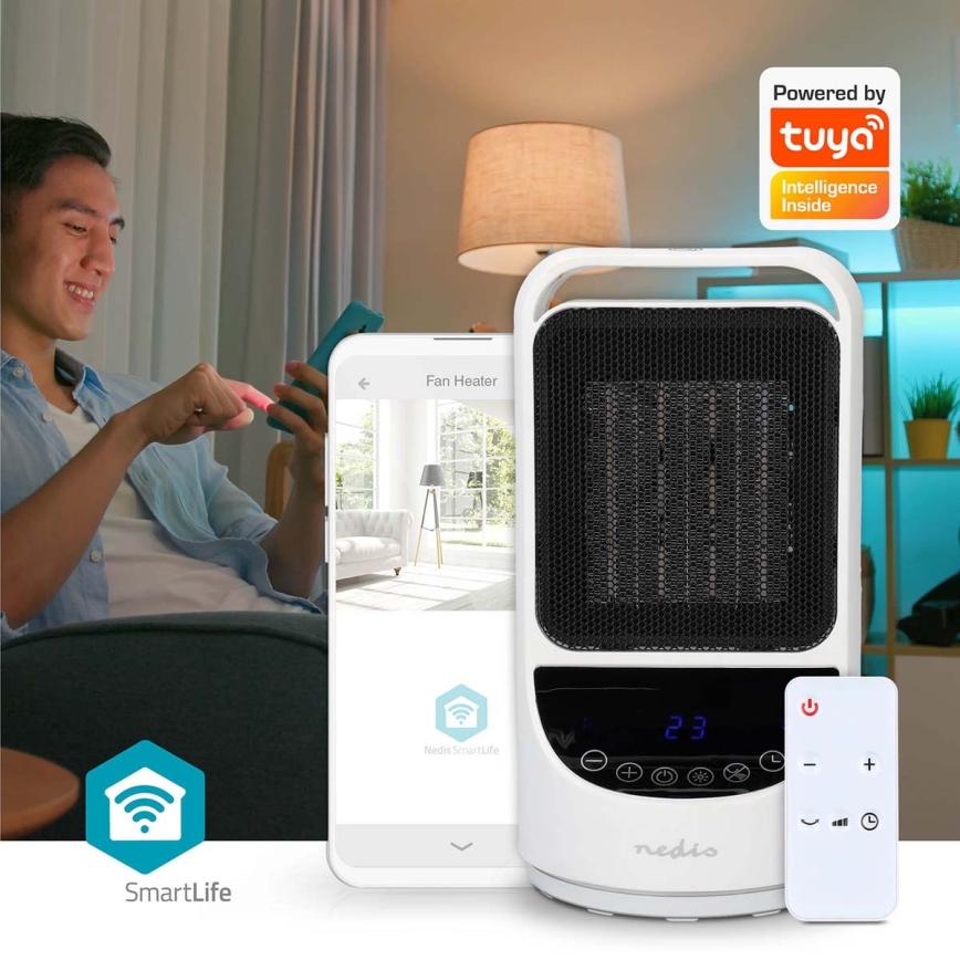 Tuuletin kanssa keraaminen lämmitin Smartlife 1000/1500W/230V Wi-Fi Tuya + kauko-ohjaus