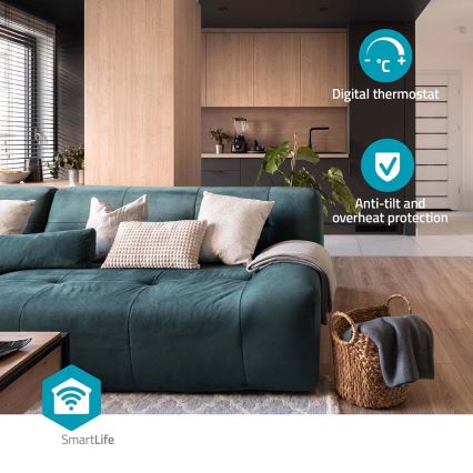 Tuuletin kanssa keraaminen lämmitin Smartlife 1000/1500W/230V Wi-Fi Tuya + kauko-ohjaus