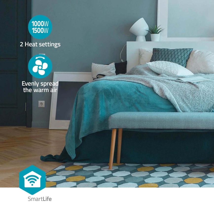 Tuuletin kanssa keraaminen lämmitin Smartlife 1000/1500W/230V Wi-Fi Tuya + kauko-ohjaus