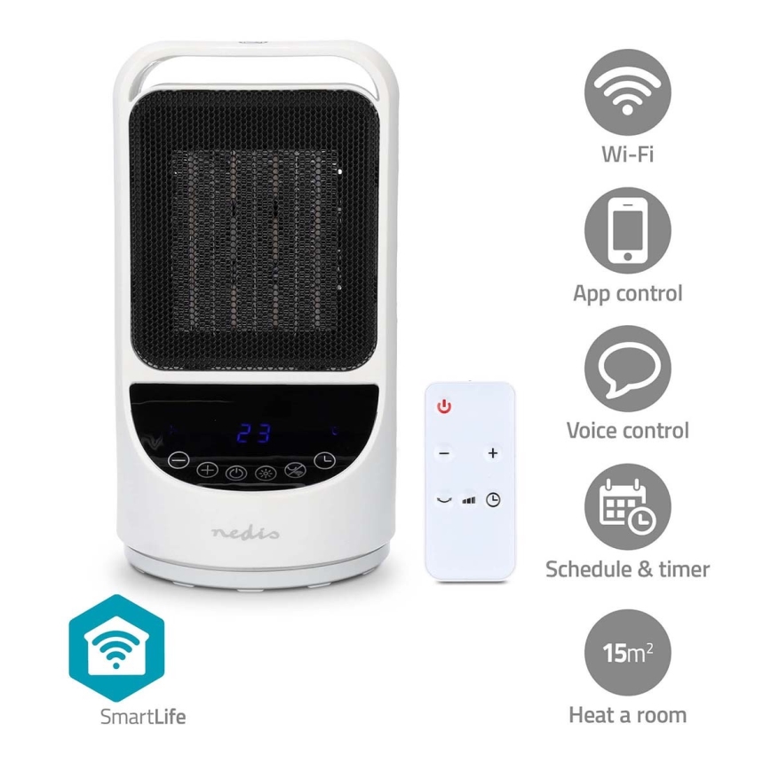 Tuuletin kanssa keraaminen lämmitin Smartlife 1000/1500W/230V Wi-Fi Tuya + kauko-ohjaus