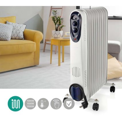 Kannettava öljylämmitin, jossa 11 tasoa 1000/1500/2500W/230V