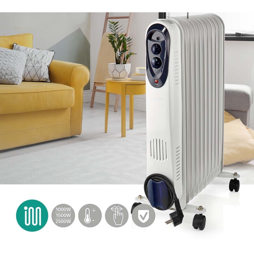 Kannettava öljylämmitin, jossa 11 tasoa 1000/1500/2500W/230V