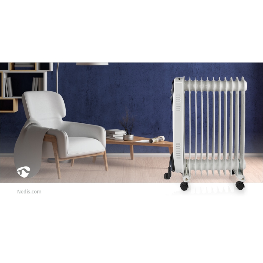 Kannettava öljylämmitin, jossa 11 tasoa 1000/1500/2500W/230V