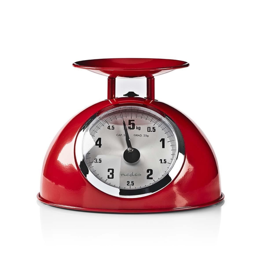 Nedis KASC110RD - Retro-keittiövaaka kulholla
