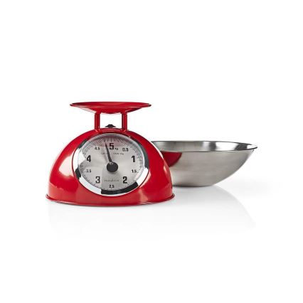 Nedis KASC110RD - Retro-keittiövaaka kulholla
