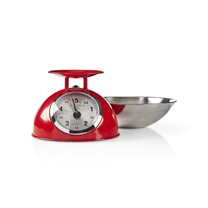 Nedis KASC110RD - Retro-keittiövaaka kulholla