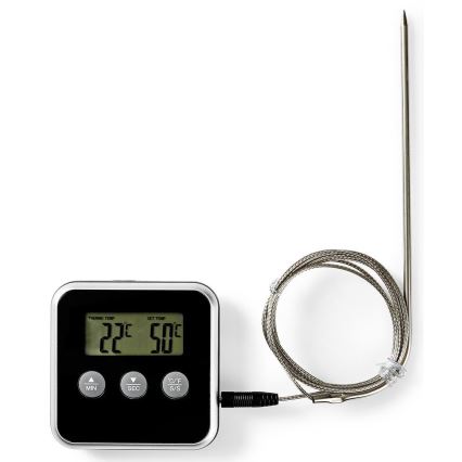 Lihalämpömittari näytöllä ja ajastimella 0-250 °C 1xAAA