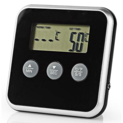 Lihalämpömittari näytöllä ja ajastimella 0-250 °C 1xAAA