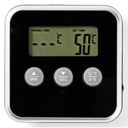 Lihalämpömittari näytöllä ja ajastimella 0-250 °C 1xAAA