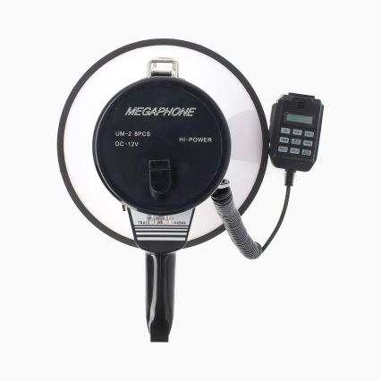 Megafoni ulkoisella mikrofonilla USB 25W/8xC valkoinen/musta