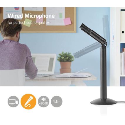Nedis MICSJ100BK - Pöytämikrofoni tietokoneelle 1,5 V