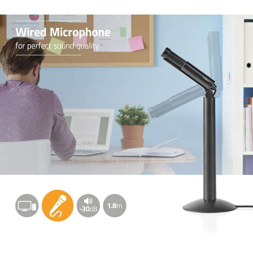 Nedis MICSJ100BK - Pöytämikrofoni tietokoneelle 1,5 V