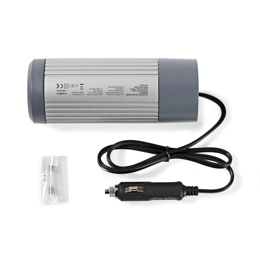 Jännitteenmuunnin 100W/24/230V + USB