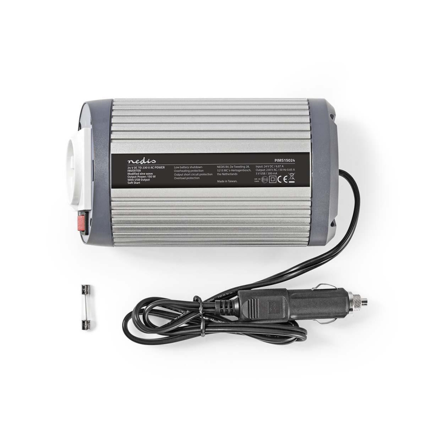 Jännitteenmuunnin 150W/24/230V + USB