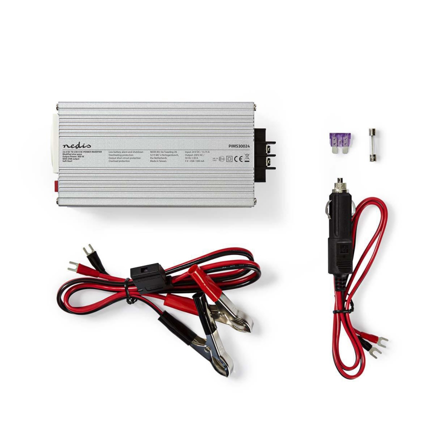 Jännitteenmuunnin 300W/24/230V + USB