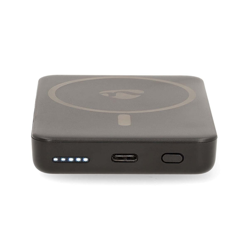 Magnetinen 2-in-1 Power Bank MagSafe 5000 mAh langattomalla latauksella, musta