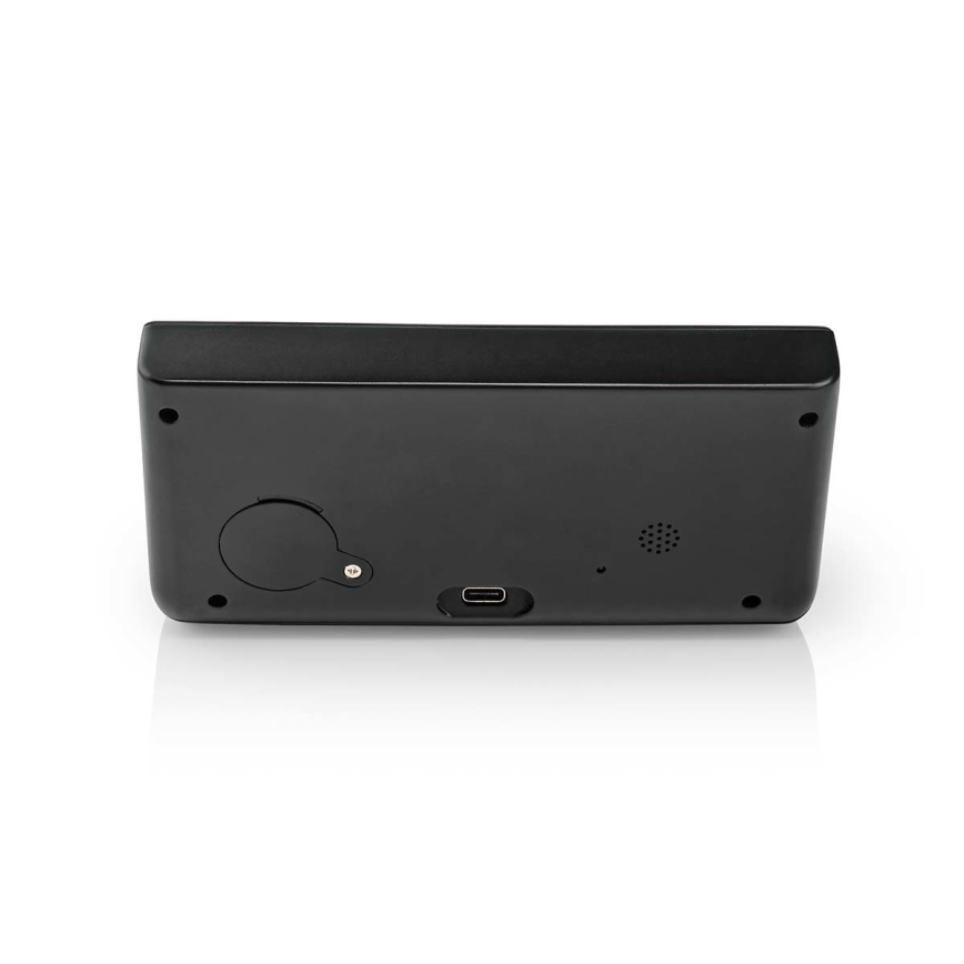 Herätyskello LCD-näytöllä ja langattomalla laturilla 15W/230V musta
