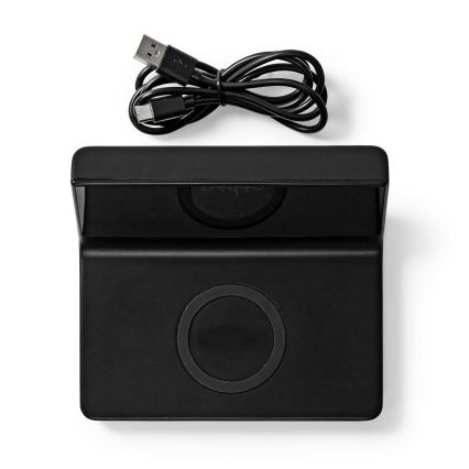 Herätyskello LCD-näytöllä ja langattomalla laturilla 15W/230V musta