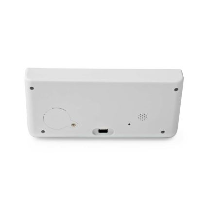 Herätyskello LCD-näytöllä ja langaton Laturi 15W/230V + 1xCR2032 valkoinen