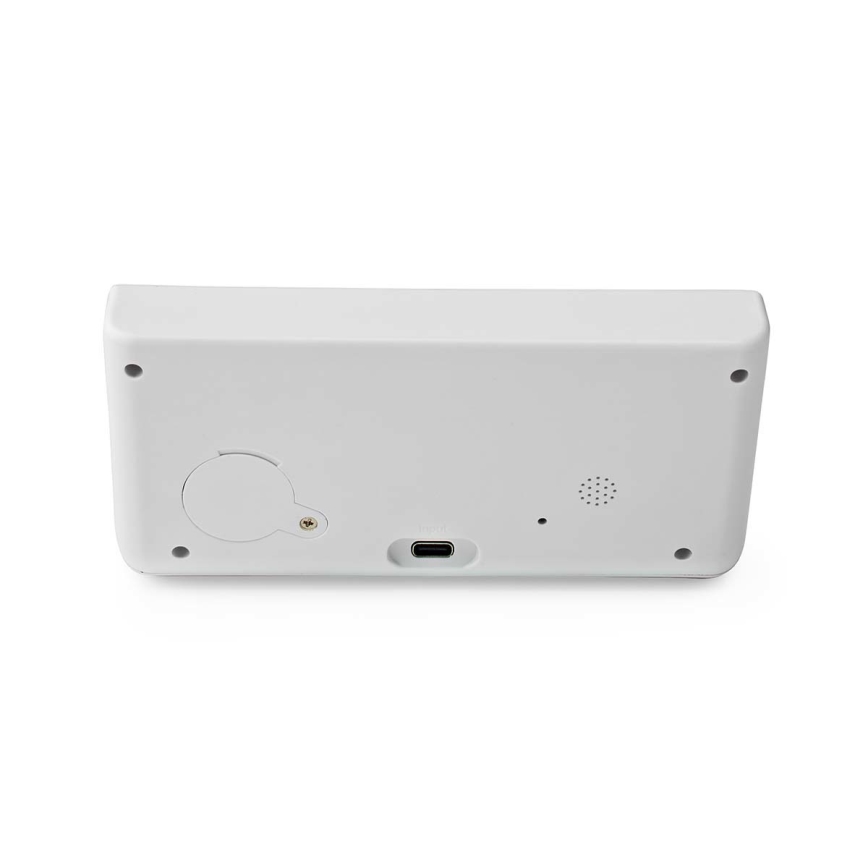 Herätyskello LCD-näytöllä ja langattomalla laturilla 15W/230V valkoinen