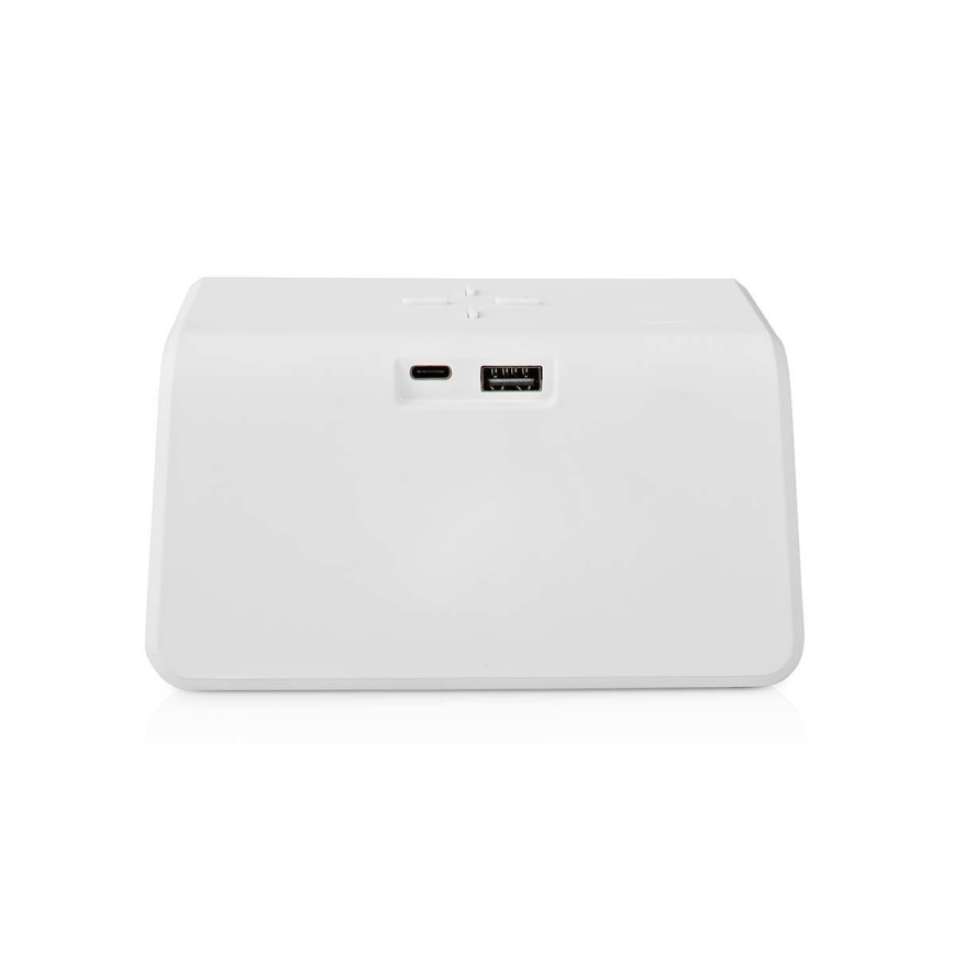 Herätyskello LCD-näytöllä ja langattomalla laturilla 15W/230V valkoinen