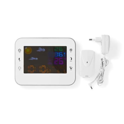 Sääasema värikkäällä LCD-näytöllä 230V valkoinen