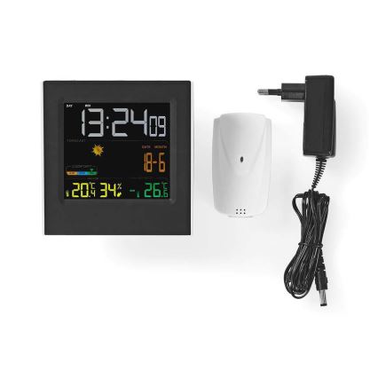 Sääasema värikkäällä LCD-näytöllä 230V musta