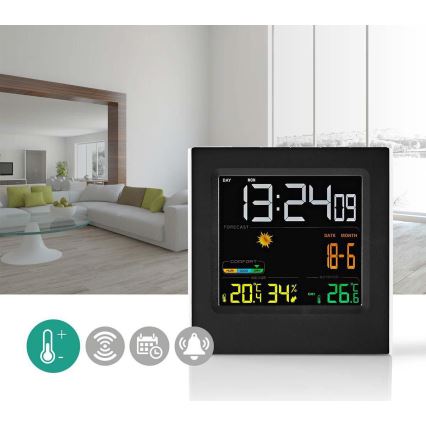 Sääasema värikkäällä LCD-näytöllä 230V musta