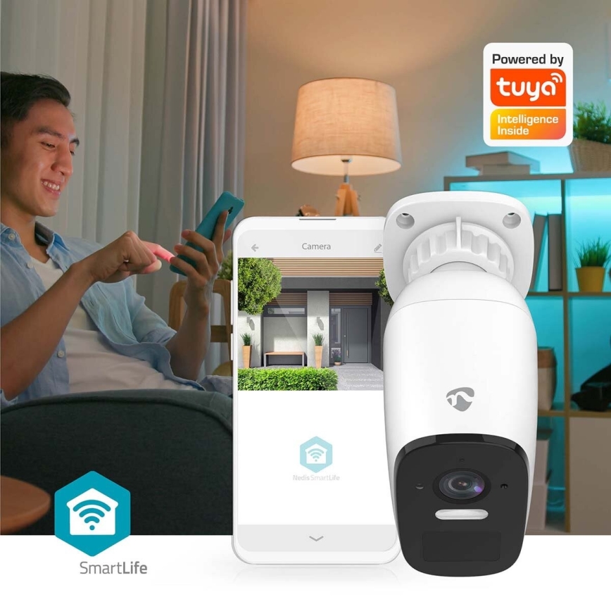 Älykäs ulko ladattava kamera anturilla SmartLife 4MP Quad HD 1440p 5V/5200mAh Wi-Fi Tuya IP66