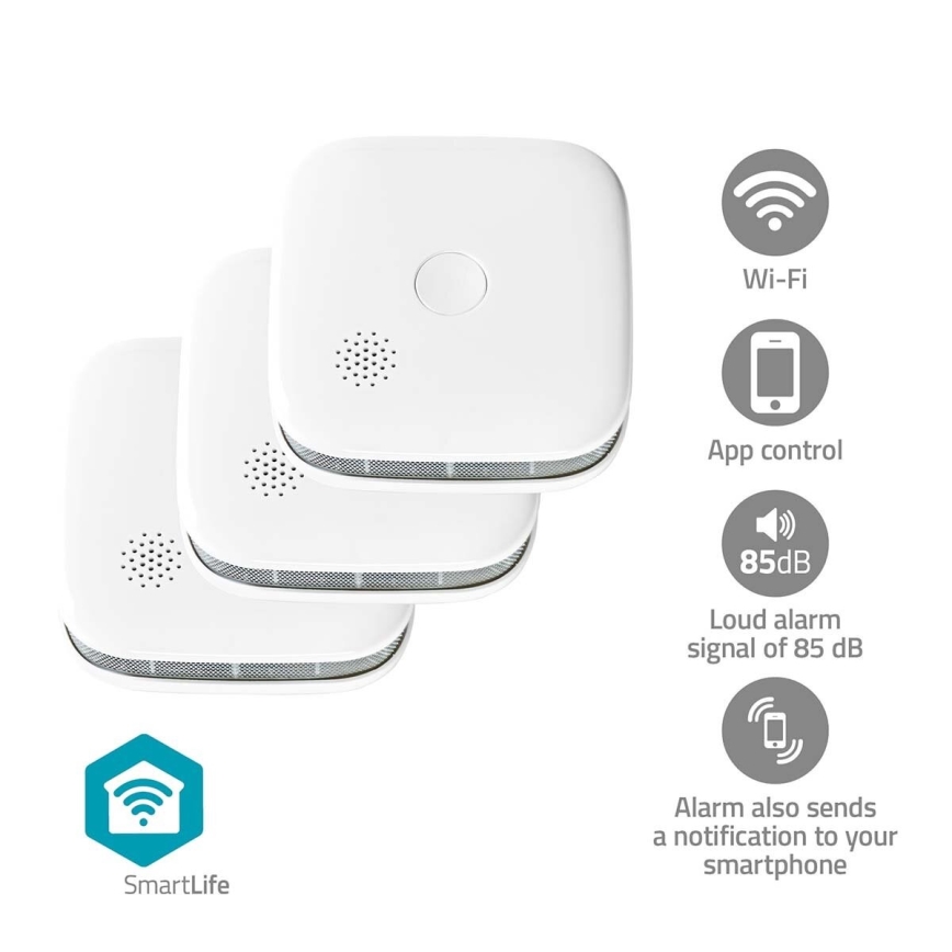 SETTI 3x Palovaroitin SmartLife 3V/1xCR123A Wi-Fi Tuya