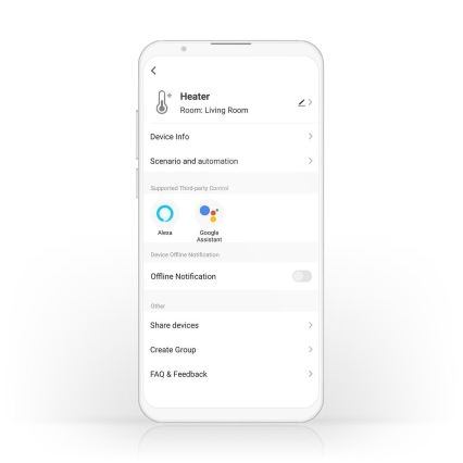 Sähköinen suora lämmitin/konvektori 2000 W/230 V Wi-Fi IP24 termostaatti