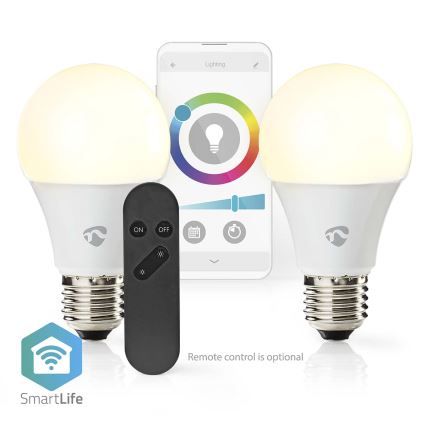 SET 2xLED RGBW himmennettävä polttimo E27/9W Wi-Fi 2700-6500K