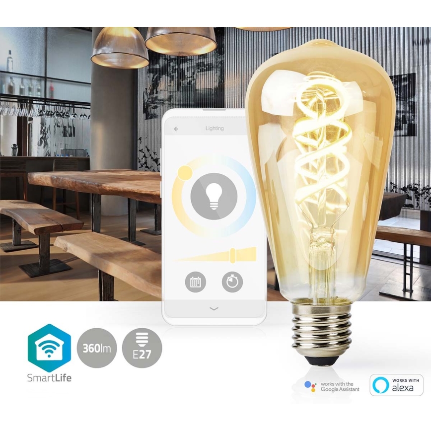 LED Himmennettävä polttimo ST64 E27/4,9W/230V Wi-Fi 1800-6500K