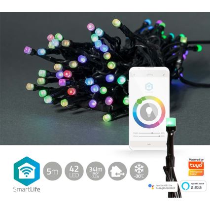LED RGB Ulkoketju 42xLED/8 toimintoa 8m IP65 Wi-Fi Tuya