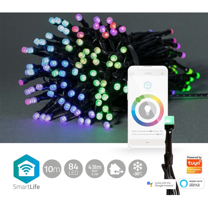 LED RGB Ulkoketju 84xLED/8 toimintoa 13m IP65 Wi-Fi Tuya
