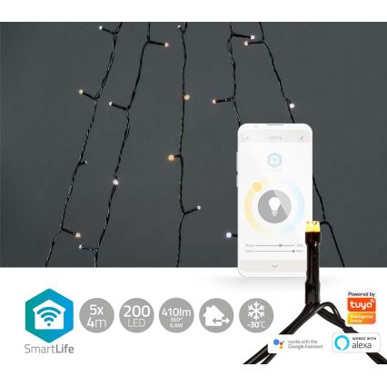 LED Jouluverho 200xLED/8 toimintoa 5x7m IP65 Wi-Fi Tuya lämpimästä kylmään valoon