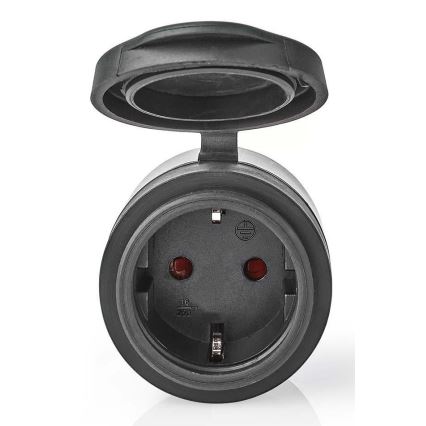 Nedis WIFIPO110FBK - Älykäs pistorasia 3680W / 230V / Schuko Type F / 16A Wi-Fi IP44 musta