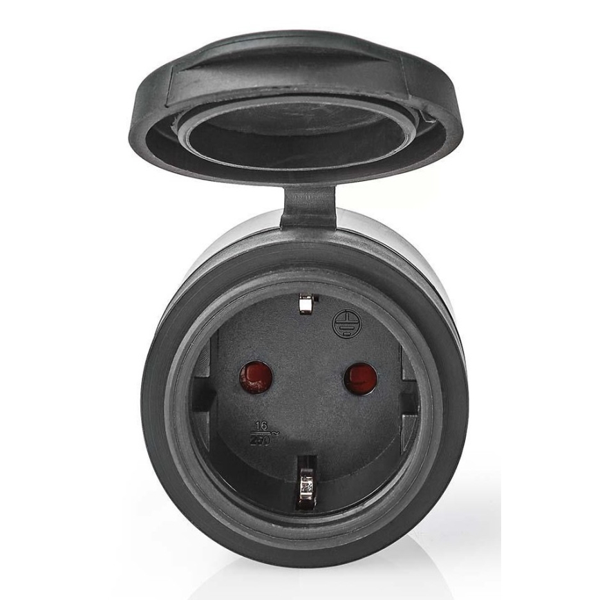 Nedis WIFIPO110FBK - Älykäs pistorasia 3680W / 230V / Schuko Type F / 16A Wi-Fi IP44 musta