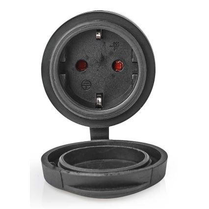 Nedis WIFIPO110FBK - Älykäs pistorasia 3680W / 230V / Schuko Type F / 16A Wi-Fi IP44 musta