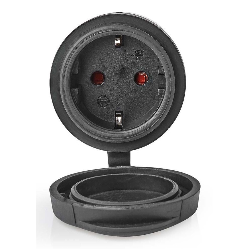 Nedis WIFIPO110FBK - Älykäs pistorasia 3680W / 230V / Schuko Type F / 16A Wi-Fi IP44 musta