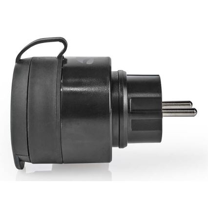 Nedis WIFIPO110FBK - Älykäs pistorasia 3680W / 230V / Schuko Type F / 16A Wi-Fi IP44 musta