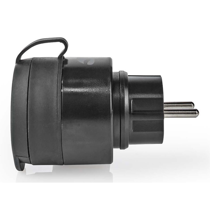 Nedis WIFIPO110FBK - Älykäs pistorasia 3680W / 230V / Schuko Type F / 16A Wi-Fi IP44 musta