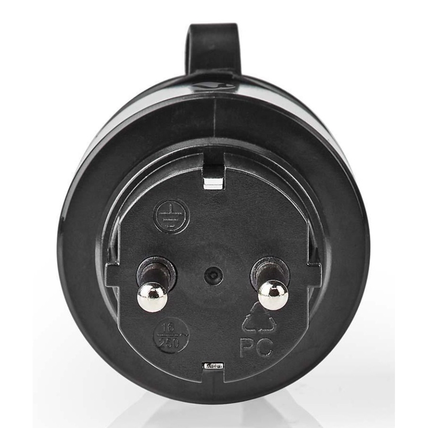 Nedis WIFIPO110FBK - Älykäs pistorasia 3680W / 230V / Schuko Type F / 16A Wi-Fi IP44 musta