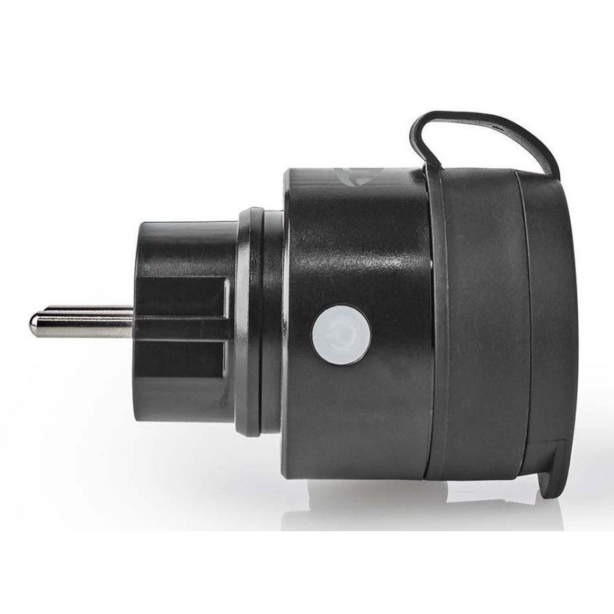Nedis WIFIPO110FBK - Älykäs pistorasia 3680W / 230V / Schuko Type F / 16A Wi-Fi IP44 musta