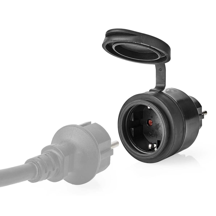 Nedis WIFIPO110FBK - Älykäs pistorasia 3680W / 230V / Schuko Type F / 16A Wi-Fi IP44 musta