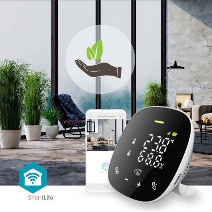 Älykäs ilmanlaadun valvonta LED mukana näyttö SmartLife Wi-Fi