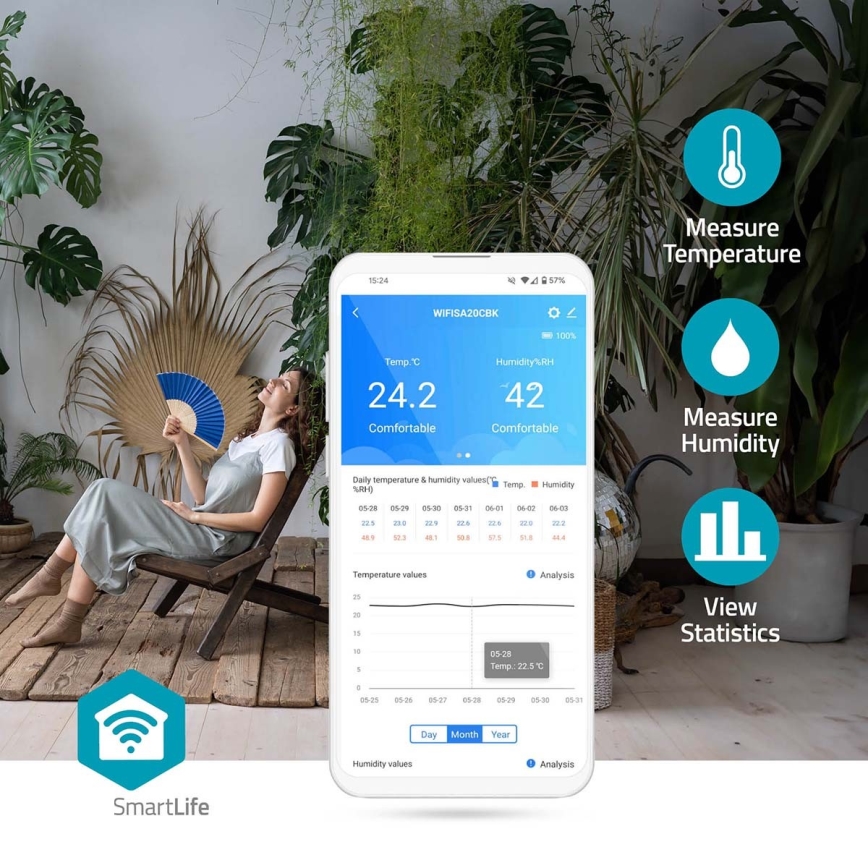 Älykäs ilmanlaadun valvonta LED mukana näyttö SmartLife Wi-Fi